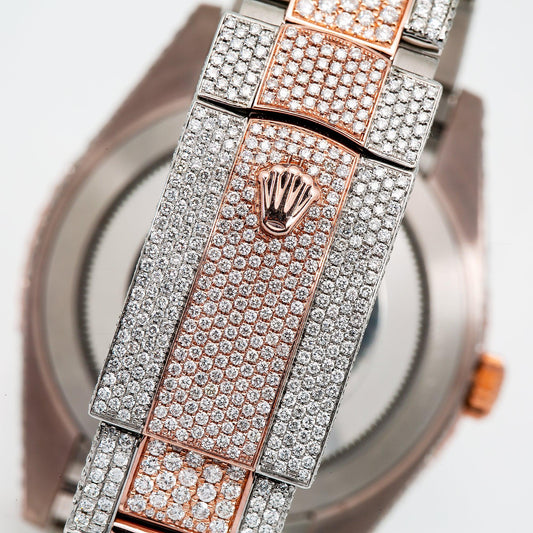 Rolex Datejust 41MM 126331 Chocolate Dial Diamond Bezel Two Tone Rose Gold Full Diamond Jubilee Bracelet 21.25ct