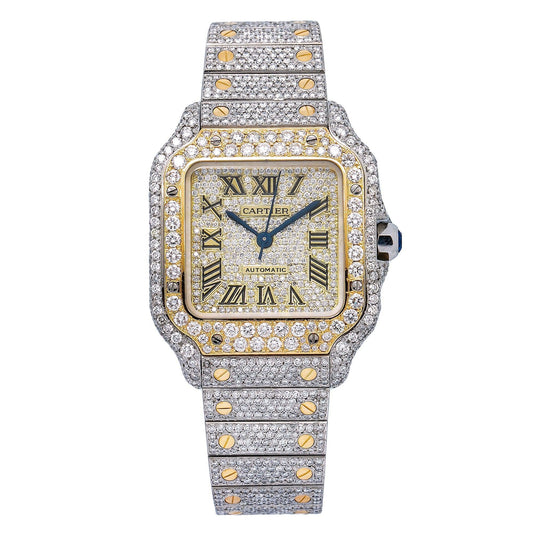 Cartier Santos W2SA00163 35MM Champagne Diamond Dial With Two Tone Bracelet