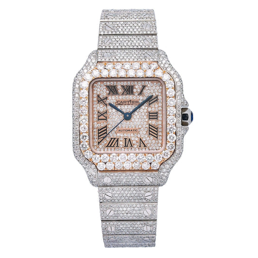 Cartier Santos WSSA0029 35MM Rose Gold Diamond Dial With 18.75 CT Diamonds