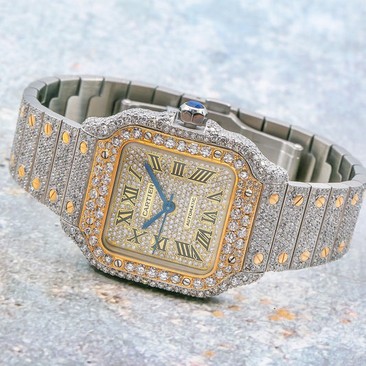 Cartier Santos W2SA00163 35MM Champagne Diamond Dial With Two Tone Bracelet