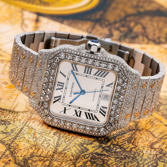Cartier Santos WSSA0009 40MM White Dial With 17.96 CT Diamonds