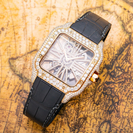 Cartier Santos WHSA0018 39.8MM Skeleton Dial With 6.75 CT Diamonds
