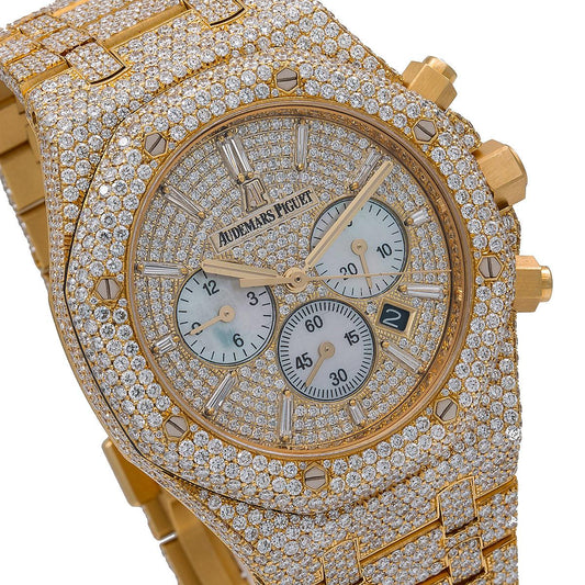 Audemars Piguet Royal Oak Chronograph 26320BA YELLOW GOLD 41mm Champagne Dial With 27.75 CT Diamonds