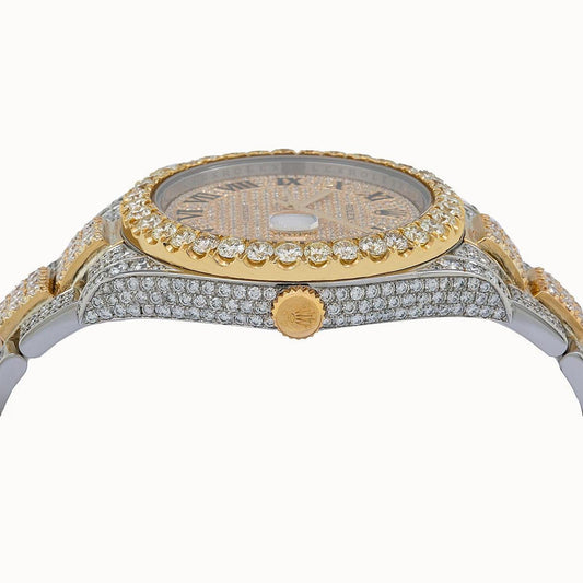 Rolex Datejust II 41MM 116333 Diamond Paved Roman Dial Diamond Bezel Two Tone Yellow Gold Full Diamond Oyster Bracelet 19.75ct