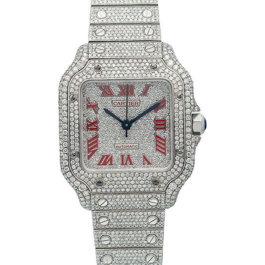 Cartier Santos WSSA0029 35MM Diamond Dial With 11.65 CT Diamonds