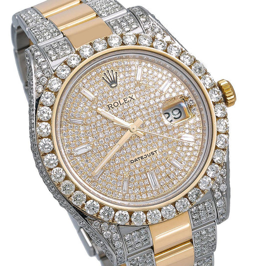 Rolex Datejust 41MM 116333 Diamond Paved Dial Diamond Bezel Two Tone Yellow Gold Semi Diamond Oyster Bracelet