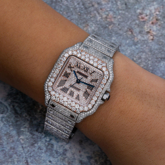 Cartier Santos WSSA0029 35MM Rose Gold Diamond Dial With 18.75 CT Diamonds