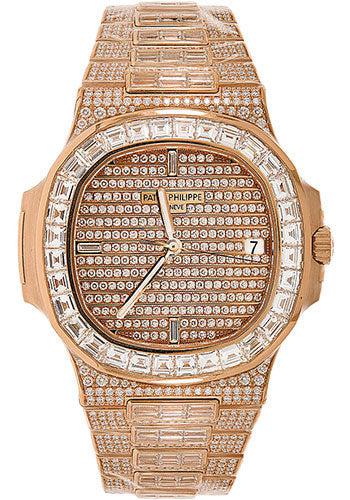 Patek Philippe Nautilus 5719 40MM Diamond Paved Dial And Baguette Diamond Bezel With Rose Gold Diamond Paved Bracelet