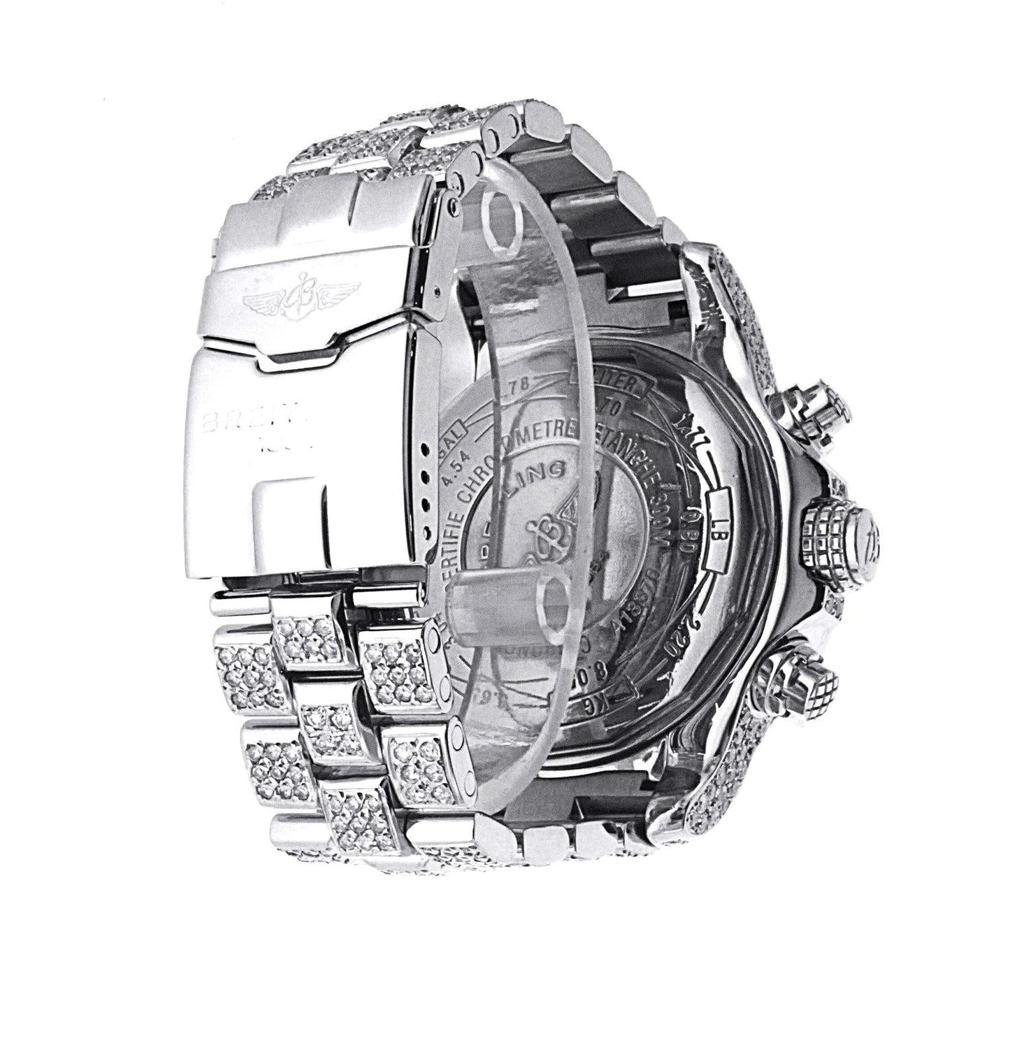 Breitling Super Avenger 48MM Black Dial With Diamond Stainless Steel Bracelet