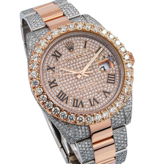 Rolex Datejust 41MM 126331 Diamond Paved Roman Dial Diamond Bezel Two Tone Rose Gold Semi Diamond Oyster Bracelet