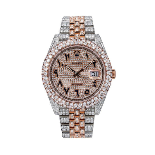 Rolex Datejust 41MM 126331 Diamond Paved Eastern Arabic Dial Diamond Bezel Two Tone Rose Gold Full Diamond Jubilee Bracelet 17.75ct