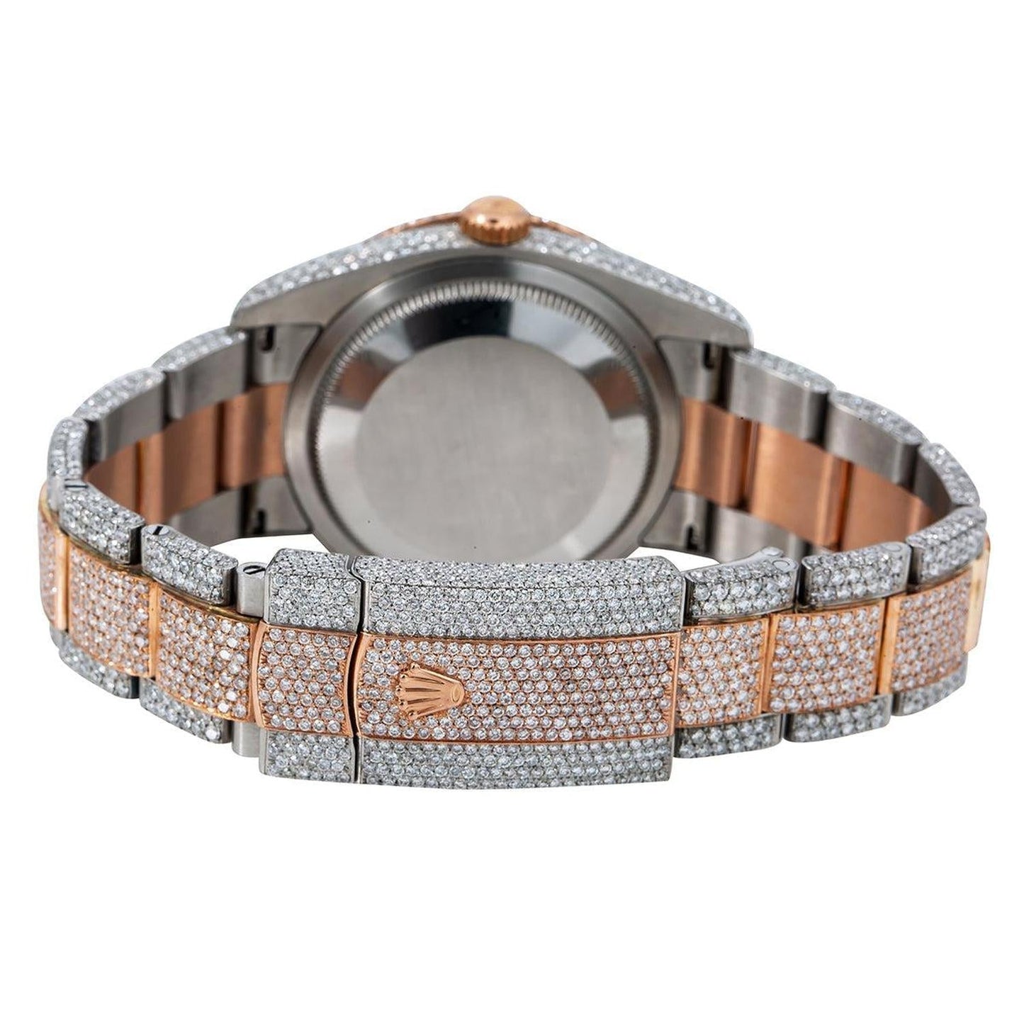 Rolex Datejust 36MM 116201 Diamond Paved Red Eastern Arabic Dial Diamond Bezel Two Tone Rose Gold Full Diamond Oyster Bracelet 21.75ct