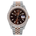 Rolex Datejust 36MM 126331 Chocolate Dial Diamond Bezel Two Tone Rose Gold Full Diamond Jubilee Bracelet 22.75ct