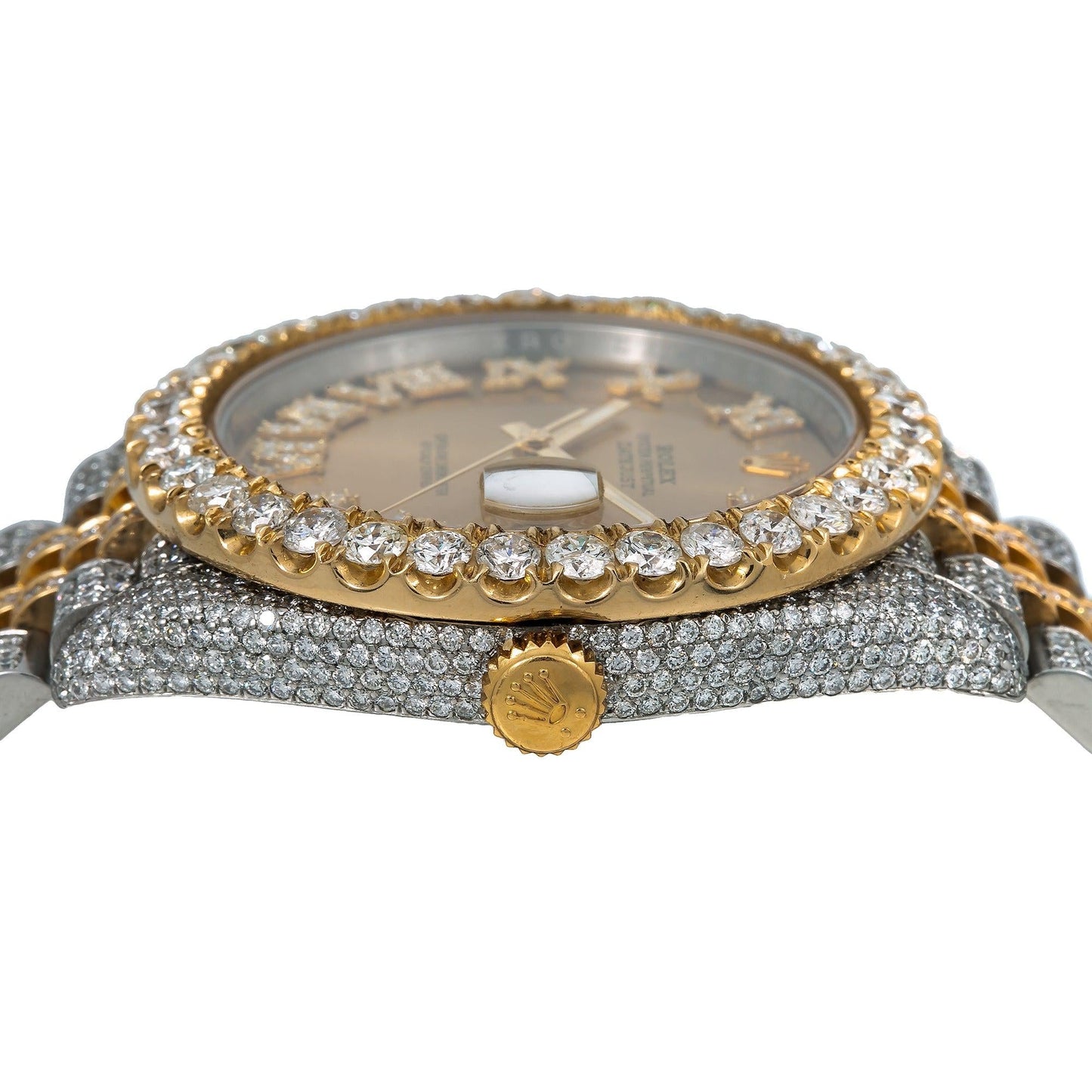 Rolex Datejust 41MM 126333 Champagne Roman Diamond Dial Diamond Bezel Two Tone Yellow Gold Full Diamond Jubilee Bracelet