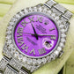 Rolex Datejust 36MM 16200 Purple Roman Diamond Dial Diamond Bezel Stainless Steel Full Diamond Oyster Bracelet 9.25ct