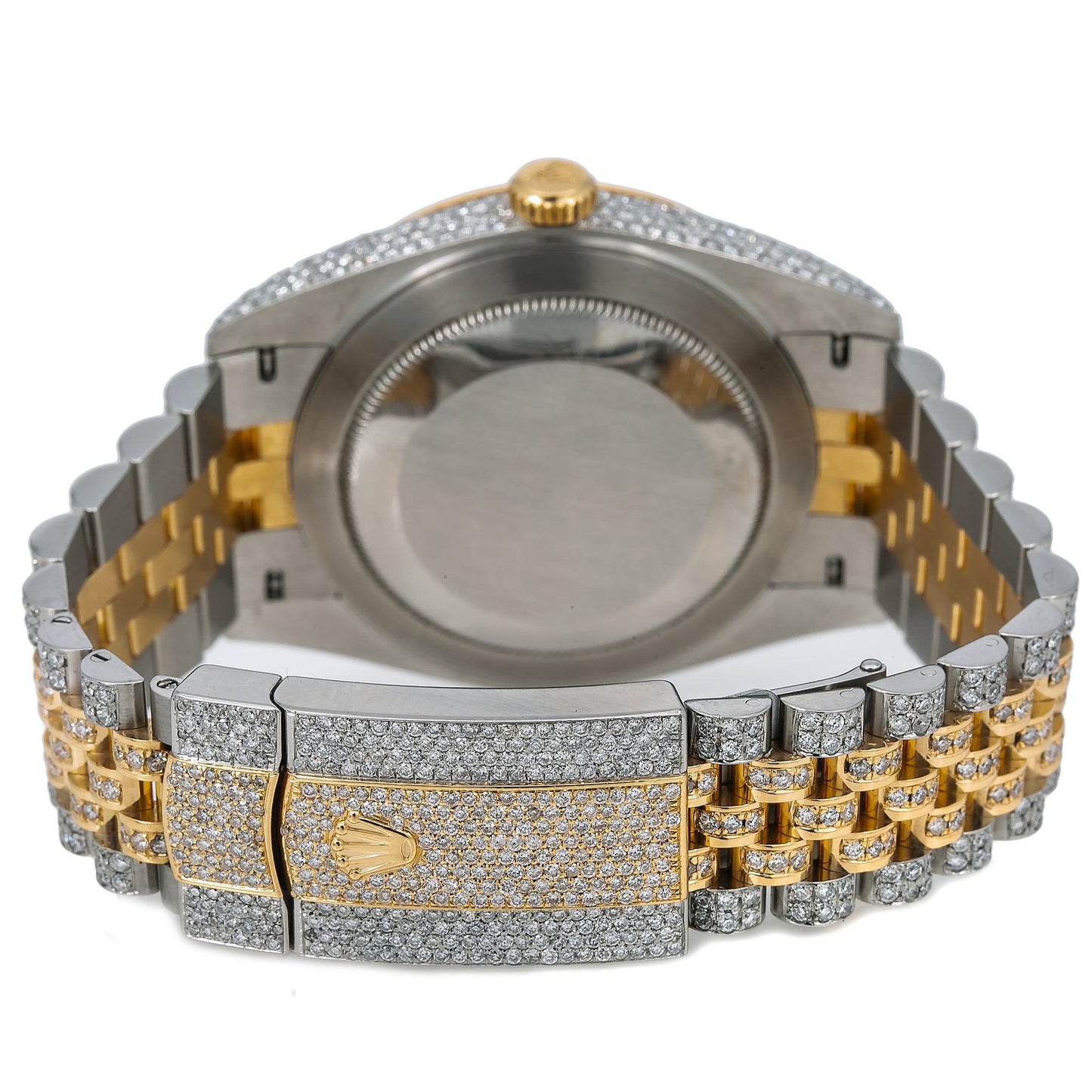 Rolex Datejust 41MM 126333 Mother of Pearl Roman Diamond Dial Fluted Bezel Two Tone Yellow Gold Full Diamond Jubilee Bracelet