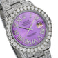 Rolex Datejust 36MM 16200 Purple Roman Diamond Dial Diamond Bezel Stainless Steel Full Diamond Oyster Bracelet 9.25ct