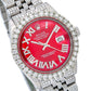 Rolex Datejust 36MM 1601 Red Roman Diamond Dial Diamond Bezel Stainless Steel Full Diamond Jubilee Bracelet 7.75ct