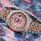 Rolex Datejust 36MM 1601 Pink Mother of Pearl Roman Diamond Dial Diamond Bezel Two Tone Rose Gold Full Diamond Jubilee Bracelet 8.75ct