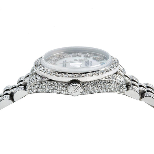 Rolex Datejust 31MM 178240 Blue Mother of Pearl Roman Diamond Dial Diamond Bezel Stainless Steel Full Diamond Jubilee Bracelet 9.25ct