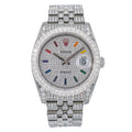 Rolex Datejust 36MM 116234 Diamond Paved Rainbow Hour Dial Diamond Bezel Stainless Steel Full Diamond Jubilee Bracelet 13.25ct