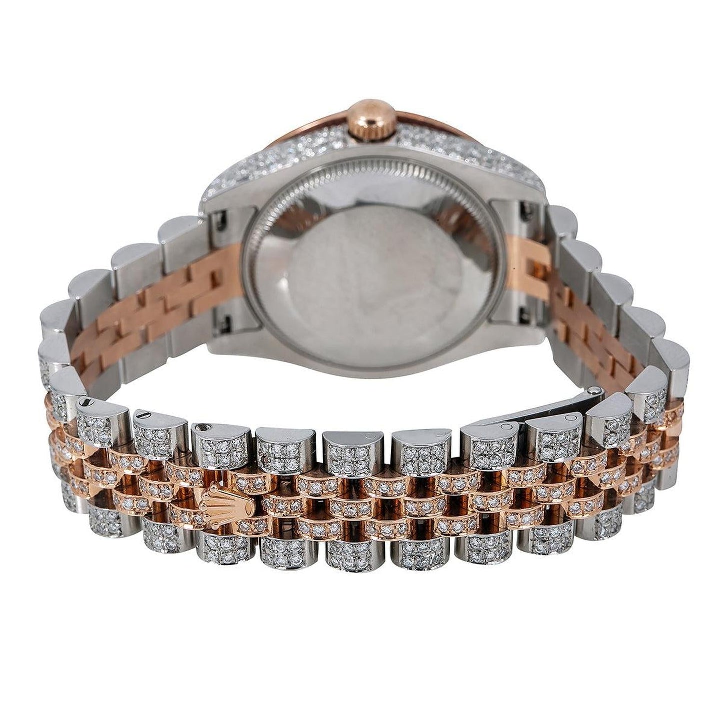 Rolex Datejust 31MM 178271 Black Mother of Pearl Diamond Dial Diamond Bezel Two Tone Rose Gold Full Diamond Jubilee Bracelet