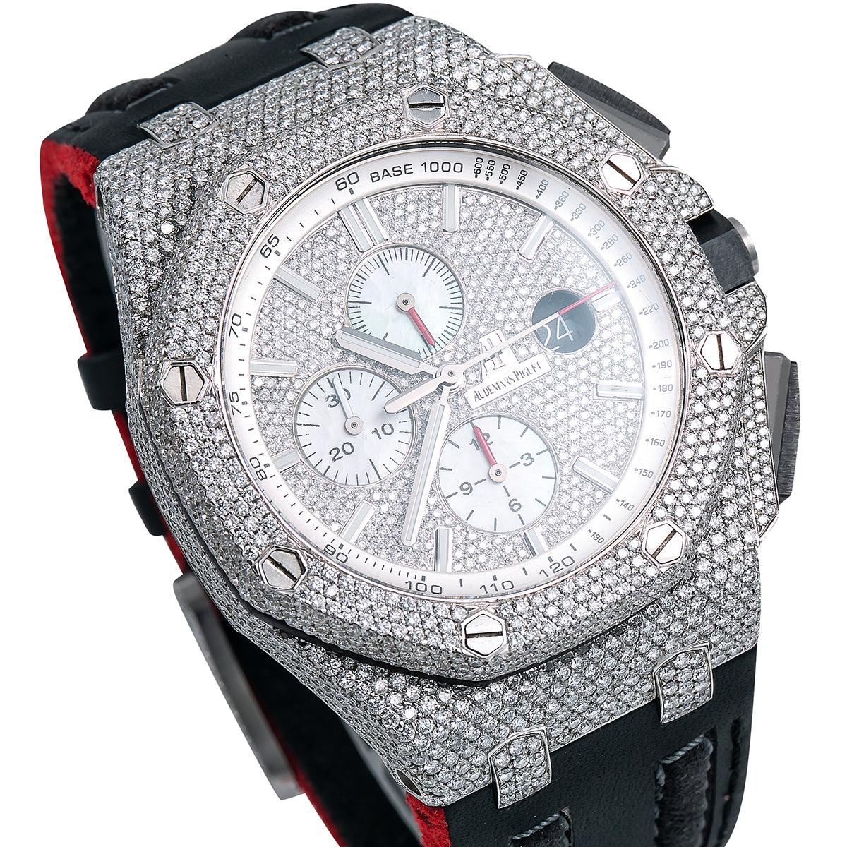 Audemars Piguet Royal Oak Offshore 26400SO Silver Diamond Dial With Leather Bracelet