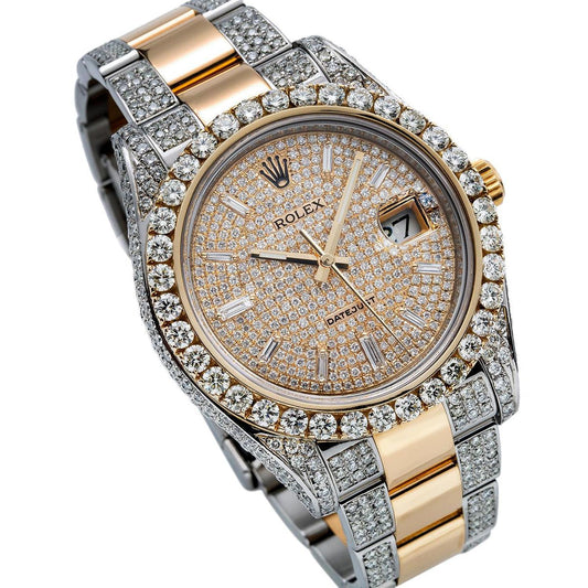 Rolex Datejust 41MM 116333 Diamond Paved Dial Diamond Bezel Two Tone Yellow Gold Semi Diamond Oyster Bracelet 12.5ct