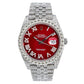 Rolex Datejust 41MM 116334 Red Roman Diamond Dial Diamond Bezel Stainless Steel Full Diamond Jubilee Bracelet 11.75ct