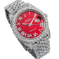 Rolex Datejust 41MM 116334 Red Roman Diamond Dial Diamond Bezel Stainless Steel Full Diamond Jubilee Bracelet 11.75ct