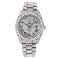 Rolex Day-Date II 41MM 218239 Diamond Paved Roman Dial Diamond Bezel 18K White Gold Full Diamond President Bracelet
