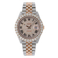 Rolex Datejust 41MM 126331 Diamond Paved Roman Dial Diamond Bezel Two Tone Rose Gold Full Diamond Jubilee Bracelet 22.5ct