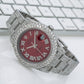Rolex Datejust 41MM 116300 Red Roman Diamond Dial Diamond Bezel Stainless Steel Full Diamond Oyster Bracelet