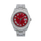 Rolex Datejust 41MM 116300 Red Roman Diamond Dial Diamond Bezel Stainless Steel Full Diamond Oyster Bracelet