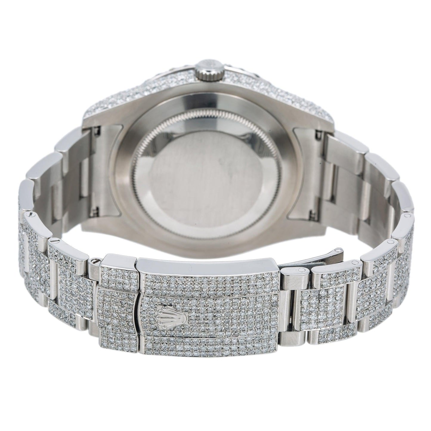 Rolex Datejust 41MM 116300 Red Roman Diamond Dial Diamond Bezel Stainless Steel Full Diamond Oyster Bracelet