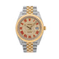 Rolex Datejust 41MM 126333 Diamond Paved Red Roman Dial Fluted Bezel Two Tone Yellow Gold Full Diamond Jubilee Bracelet