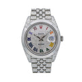 Rolex Datejust 41MM 126333 Diamond Paved Rainbow Roman Dial Smooth Bezel Stainless Steel Full Diamond Jubilee Bracelet