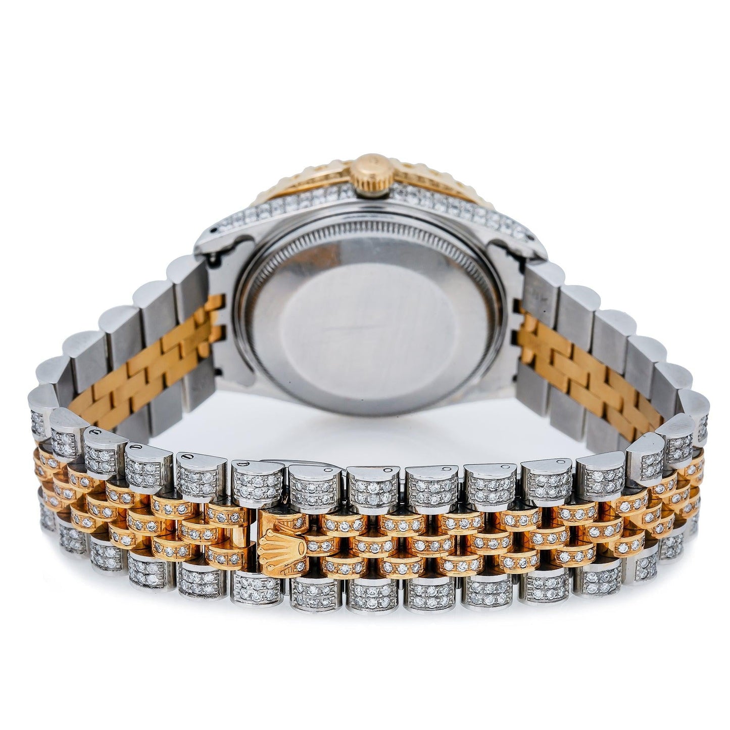 Rolex Datejust 36MM 16233 Red Roman Diamond Dial Diamond Bezel Two Tone Yellow Gold Full Diamond Jubilee Bracelet