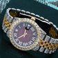 Rolex Datejust 36MM 16233 Red Roman Diamond Dial Diamond Bezel Two Tone Yellow Gold Full Diamond Jubilee Bracelet