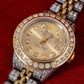 Rolex Datejust 26MM 69173 Champagne Diamond Dial Diamond Bezel Two Tone Yellow Gold Full Diamond Jubilee Bracelet