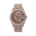 Rolex Day-Date 40MM 228235 Diamond Paved Roman Dial Diamond Bezel 18K Rose Gold Full Diamond President Bracelet 25.25ct