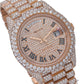 Rolex Day-Date 40MM 228235 Diamond Paved Roman Dial Diamond Bezel 18K Rose Gold Full Diamond President Bracelet 25.25ct