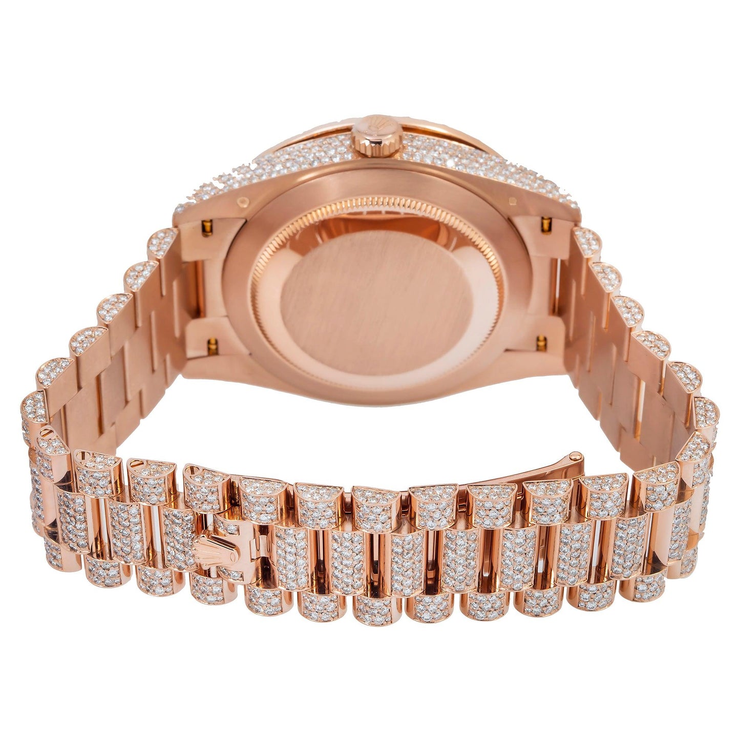 Rolex Day-Date 40MM 228235 Diamond Paved Roman Dial Diamond Bezel 18K Rose Gold Full Diamond President Bracelet 25.25ct