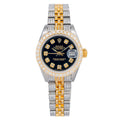 Rolex Datejust 26MM 69173 Black Diamond Dial Diamond Bezel Two Tone Yellow Gold Full Diamond Jubilee Bracelet