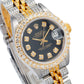 Rolex Datejust 26MM 69173 Black Diamond Dial Diamond Bezel Two Tone Yellow Gold Full Diamond Jubilee Bracelet