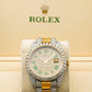 Rolex Datejust 36MM 116233 Diamond Paved Green Roman Dial Diamond Bezel Two Tone Yellow Gold Semi Diamond Oyster Bracelet 14.25ct