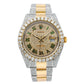 Rolex Datejust 36MM 116233 Diamond Paved Green Roman Dial Diamond Bezel Two Tone Yellow Gold Semi Diamond Oyster Bracelet 14.25ct