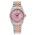 Rolex Datejust 36MM 16231 Pink Diamond Dial Diamond Bezel Two Tone Rose Gold Full Diamond Jubilee Bracelet 8.25ct