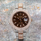 Rolex Datejust 41MM 126331 Chocolate Dial Diamond Bezel Two Tone Rose Gold Full Diamond Jubilee Bracelet 21.25ct