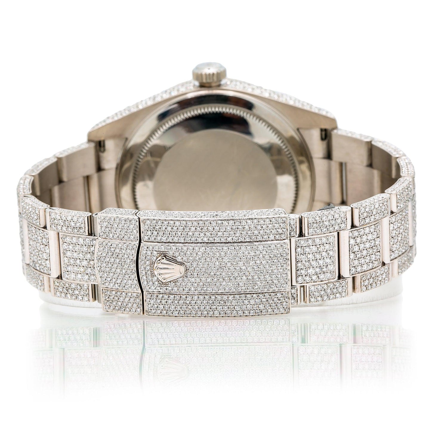 Rolex Sky-Dweller 42MM 326934 Black Dial Fluted Bezel Stainless Steel Full Diamond Oyster Bracelet 22.25ct